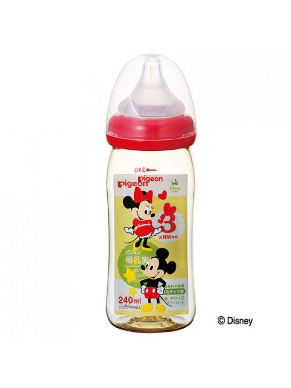 Pigeon Bottle PPSU Red Mickey Mouse 贝亲母乳实感塑料ppsu米妮奶瓶 3月+ 240ml